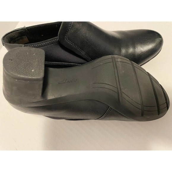 CLARK ARTISON SHOE BOOTIES BLACK LEATHER WOMENS SIZE 6 - Picture 7 of 9